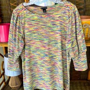 Red/Yellow/Blue/Green 3/4 Sleeve Blouse